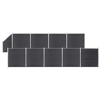 ARDEBO.de - WPC Zaun-Set 9 Quadrate + 1 Schräge 1657x186 cm Grau