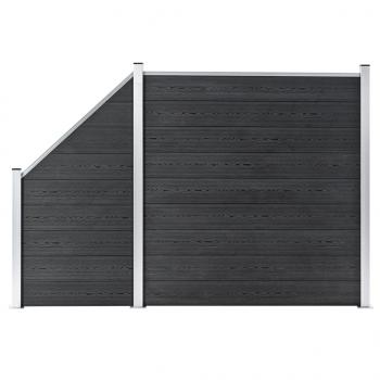 ARDEBO.de - WPC Zaun-Set 1 Quadrat + 1 Schräge 273x186 cm Grau