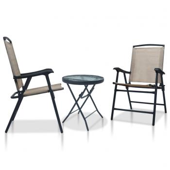 ARDEBO.de - 3-tlg. Bistro-Set Taupe Stahl