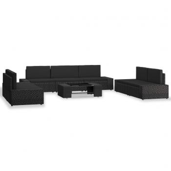 ARDEBO.de - 8-tlg. Garten-Lounge-Set Poly Rattan Schwarz