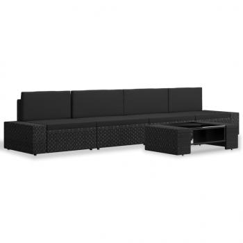 5-tlg. Garten-Lounge-Set Poly Rattan Schwarz