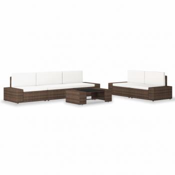 ARDEBO.de - 6-tlg. Garten-Lounge-Set Poly Rattan Braun