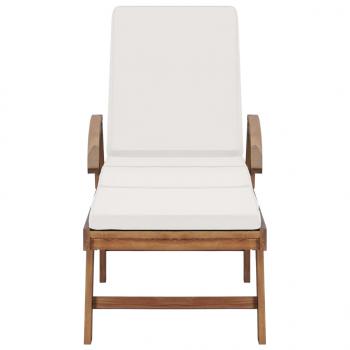 Sonnenliegen mit Auflagen 2 Stk. Massivholz Teak Creme