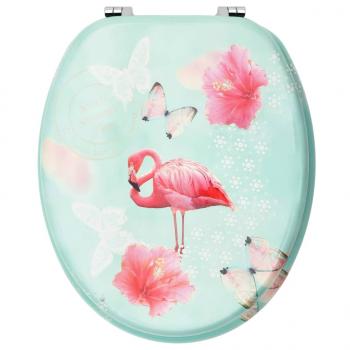 Toilettensitze mit Deckel 2 Stk. MDF Flamingo-Design 