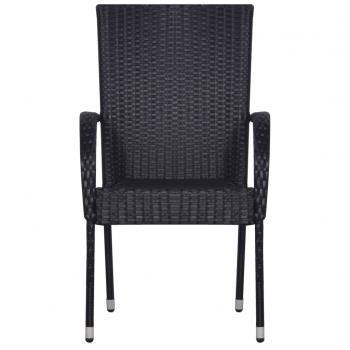 Stapelbare Gartenstühle 6 Stk. Poly Rattan Schwarz