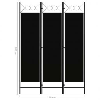 3-tlg. Raumteiler Schwarz 120 x 180 cm