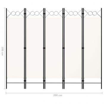 5-tlg. Raumteiler Weiß 200x180 cm