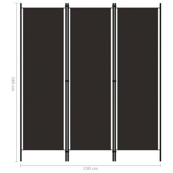 3-tlg. Raumteiler Braun 150x180 cm