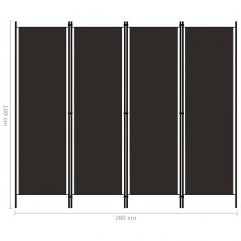 4-tlg. Raumteiler Braun 200x180 cm 