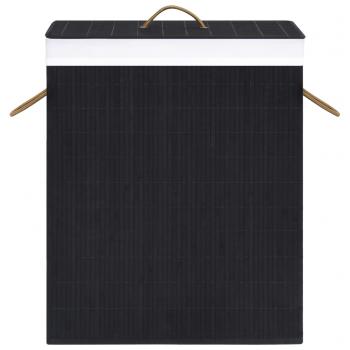 Bambus-Wäschekorb mit 2 Fächern Schwarz 100 L
