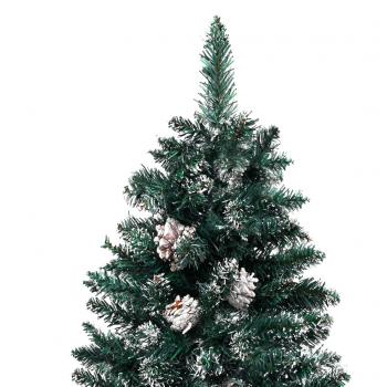 Weihnachtsbaum Schlank mit Echtholz und Schnee Grün 150 cm