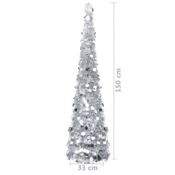 Künstlicher Pop-Up-Weihnachtsbaum Silber 150 cm PET