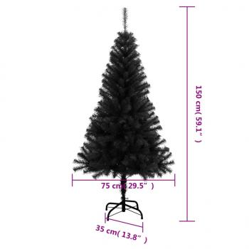 Künstlicher Weihnachtsbaum mit Ständer Schwarz 150 cm PVC