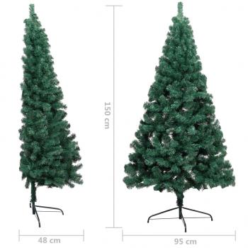 Künstlicher Halb-Weihnachtsbaum mit Ständer Grün 150 cm PVC