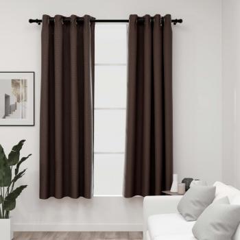 ARDEBO.de - Verdunkelungsvorhänge Ösen Leinenoptik 2 Stk. Taupe 140x175cm