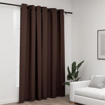 ARDEBO.de - Verdunkelungsvorhang mit Ösen Leinenoptik Taupe 290x245 cm