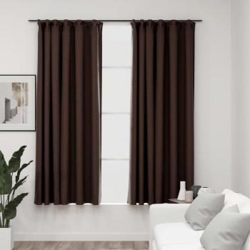 ARDEBO.de - Verdunkelungsvorhänge Haken Leinenoptik 2 Stk. Taupe 140x175 cm