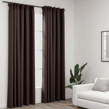 ARDEBO.de - Verdunkelungsvorhänge Haken Leinenoptik 2 Stk. Taupe 140x245 cm