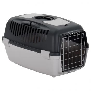 ARDEBO.de - Transportbox für Haustiere Grau und Schwarz 61x40x38 cm PP