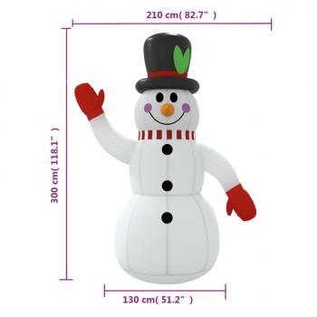 Aufblasbarer Schneemann mit LEDs 300 cm