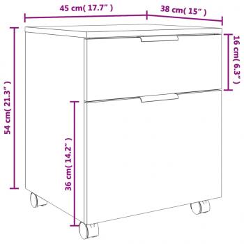 Mobiler Aktenschrank mit Rollen Sonoma-Eiche 45x38x54 cm