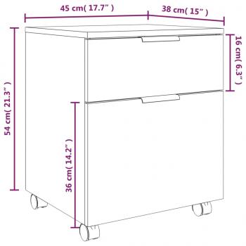 Mobiler Aktenschrank mit Rollen Betongrau 45x38x54 cm