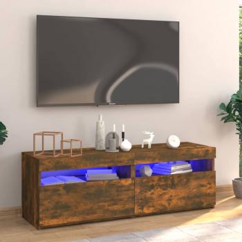 ARDEBO.de - TV-Schrank mit LED-Leuchten Räuchereiche 120x35x40 cm