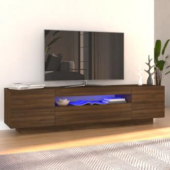 ARDEBO.de - TV-Schrank mit LED-Leuchten Braun Eichen-Optik 160x35x40 cm