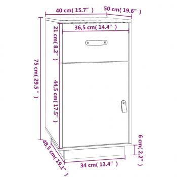 Schreibtisch-Schrank Weiß 40x50x75 cm Massivholz Kiefer