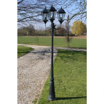 ARDEBO.de - Gartenlaterne 3-flammig 230 cm Dunkelgrün/Schwarz Aluminium