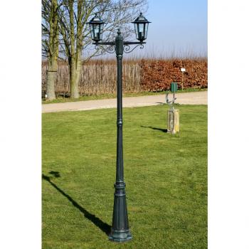 ARDEBO.de - Gartenlaterne 2-flammig 215 cm Dunkelgrün/Schwarz Aluminium