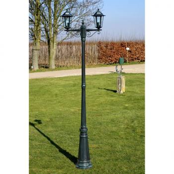 Gartenlaterne 2-flammig 215 cm Dunkelgrün/Schwarz Aluminium