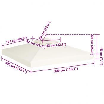 Pavillon-Ersatzdach 310 g/m² Cremeweiß 3x3 m