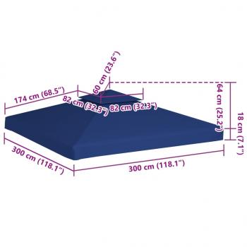 Pavillon-Ersatzdach 310 g/m² Dunkelblau 3x3 m