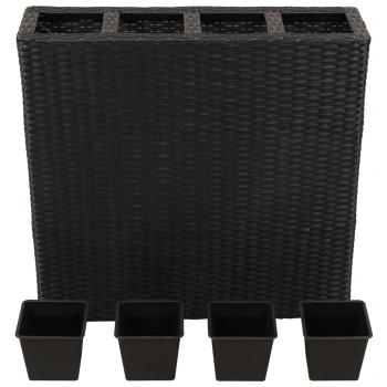 Garten-Hochbeet mit 4 Töpfen Poly Rattan Schwarz 