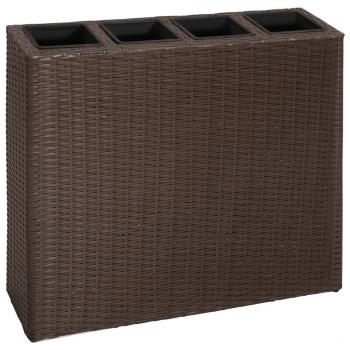 ARDEBO.de - Garten-Hochbeet mit 4 Töpfen Poly Rattan Braun