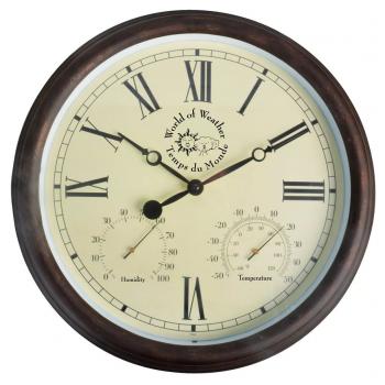 Esschert Design Bahnhofsuhr mit Thermometer und Hygrometer TF009