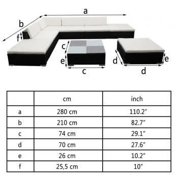 8-tlg. Garten-Lounge-Set mit Auflagen Poly Rattan Schwarz