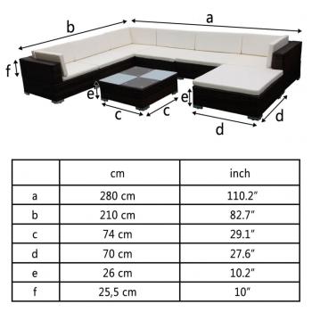 8-tlg. Garten-Lounge-Set mit Auflagen Poly Rattan Braun