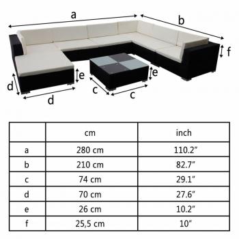 8-tlg. Garten-Lounge-Set mit Auflagen Poly Rattan Schwarz