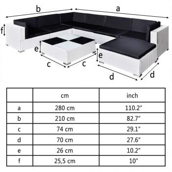 8-tlg. Garten-Lounge-Set mit Auflagen Poly Rattan Weiß