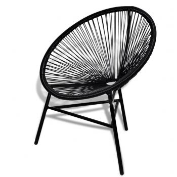 Garten-Mondstuhl Poly Rattan Schwarz