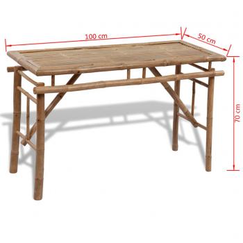 Biertisch mit 2 Bänken 100 cm Bambus