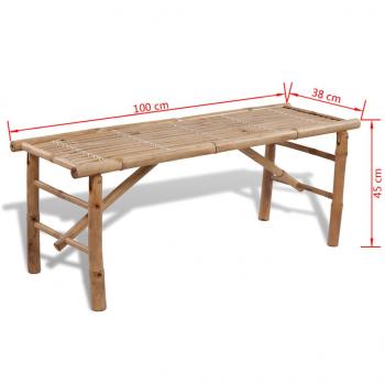 Biertisch mit 2 Bänken 100 cm Bambus