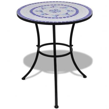 ARDEBO.de - Bistrotisch Blau und Weiß 60 cm Mosaik