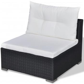 6-tlg. Garten-Lounge-Set mit Auflagen Poly Rattan Schwarz