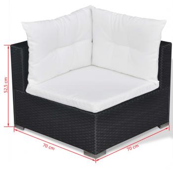 10-tlg. Garten-Lounge-Set mit Auflagen Poly Rattan Schwarz