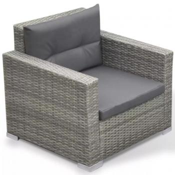 6-tlg. Garten-Lounge-Set mit Auflagen Poly Rattan Grau