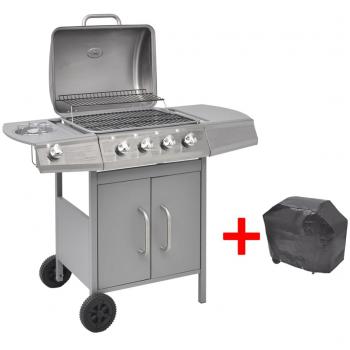 Gasgrill 4+1 Flammen Silbern 