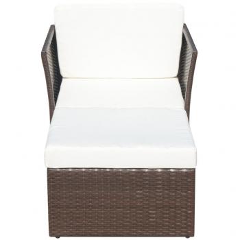 Gartensessel mit Fußhocker Poly Rattan Braun 